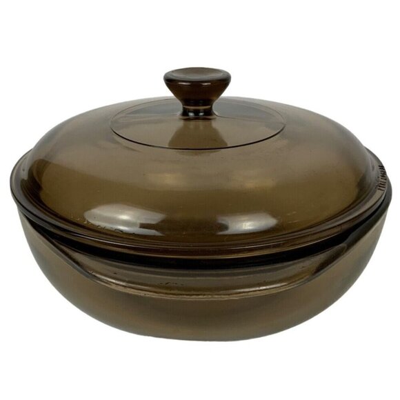Corning Vision Pyrex 1.5L Round Casserole Dish Amber Glass 023 623 Vintage 70s - Picture 4 of 12